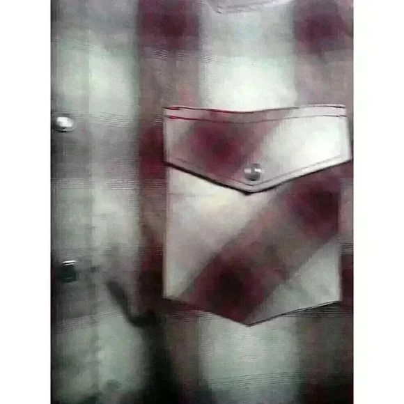 Starr Western Wear Pearl Snap Short Sleeve Shirt SzMedium Burgundy Plaid Pattern - Picture 5 of 7